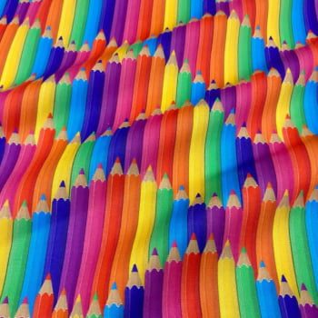 Tecido Tricoline Digital Lapis de Cor Colorido Tecido Tricoline Digital Lapis de Cor Colorido