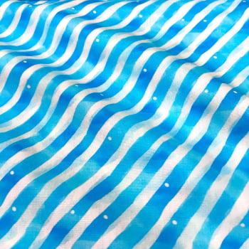 Tecido Tricoline Digital Listra Azul Claro