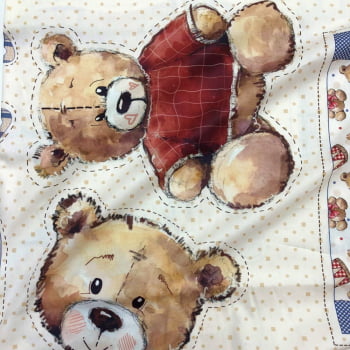 Tecido Tricoline Digital Painel Babador (Teddy Bear)  