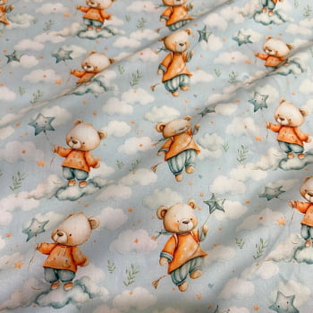 Tecido Tricoline Digital Ursinhos nas Nuvens (Baby Bears) Tecido Tricoline Digital Ursinhos nas Nuvens (Baby Bears)