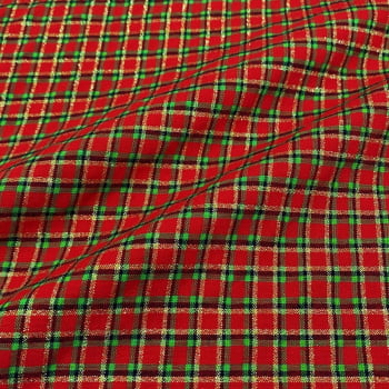 Tecido Tricoline Fio Tinto Xadrez Natal Pequeno