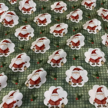 Tecido Tricoline Digital Noel no Camafeu Verde Natal dos Sonhos 