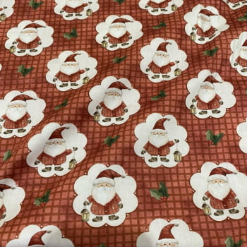 Tecido Tricoline Digital Noel no Camafeu Vermelho Natal dos Sonhos