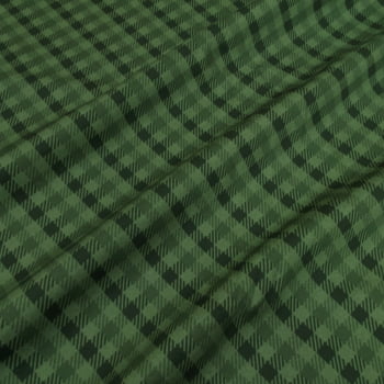 Tecido Tricoline Digital Xadrez Diagonal Verde Natal 