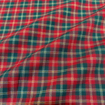 Tecido Tricoline Fio Tinto Xadrez Natal Medio Verde Escuro e Vermelho Dourado Tecido Tricoline Fio Tinto Xadrez Natal Medio Verde Escuro e Vermelho Dourado