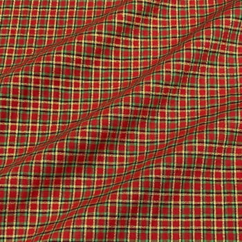 Tecido Tricoline Fio Tinto Xadrez Natal Pequeno Tecido Tricoline Fio Tinto Xadrez Natal Pequeno