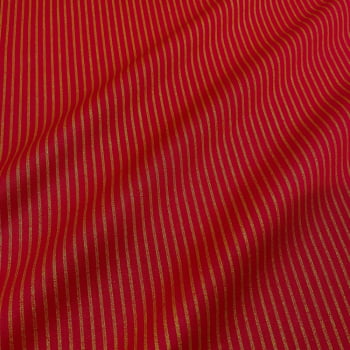 Tecido Tricoline Natal Listras Pequena Vermelho e Dourado Rimatex Tecido Tricoline Natal Listras Pequena Vermelho e Dourado Rimatex