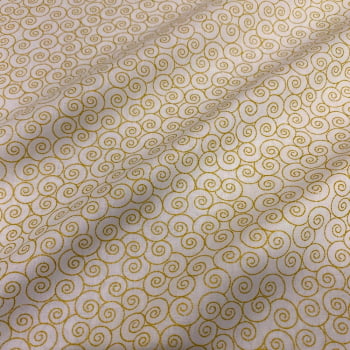 Tecido Tricoline Natal Caracol Dourado Fundo Cru Rimatex