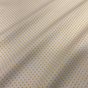 Tecido Tricoline Natal Mini Poa Dourado Fundo Cru Rimatex Tecido Tricoline Natal Mini Poa Dourado Fundo Cru Rimatex