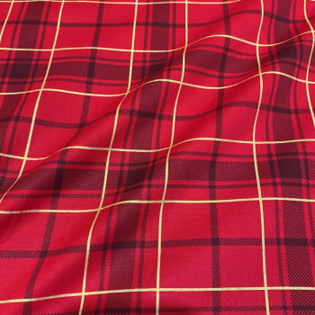 Tecido Tricoline Natal Xadrez Grande Vermelho