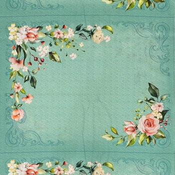 Tecido Tricoline Digital Painel Jogo Americano Vintage Garden Verde