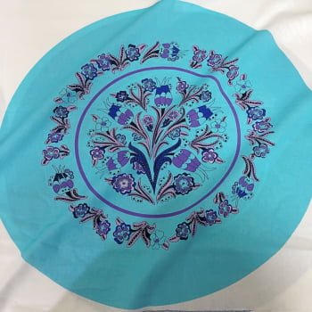 Tecido Tricoline Sousplat Floral Azul