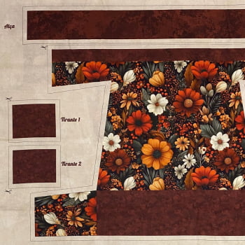 Tecido Tricoline Digital Painel Bolsa Floral Passeio