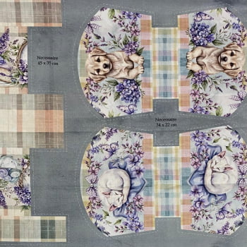 Tecido Tricoline Digital Painel  Necessaire Coleção Jardim de Lavanda