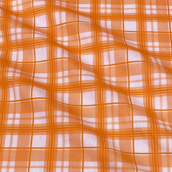 Tecido Tricoline Pascoa Xadrez Madras Grande Laranja