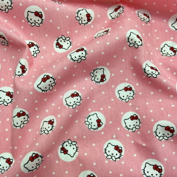 Tricoline estampado Hello Kitty fundo preto - Renatta Tecidos