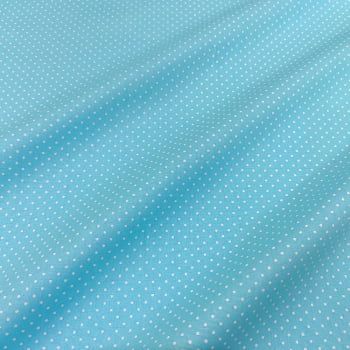 Tecido Tricoline Mini Poa Azul Celeste
