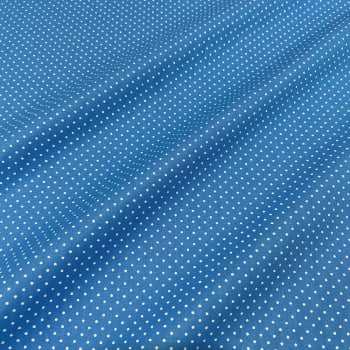 Tecido Tricoline Mini Poa Azul Cobalto