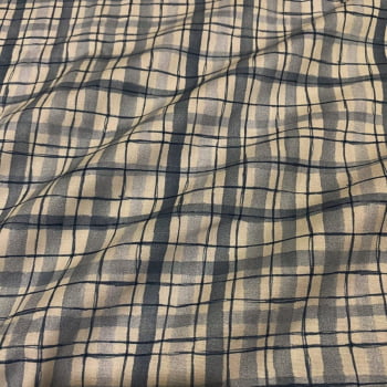 Tecido Tricoline Digital Xadrez Riscado Azul Pascoa Azul