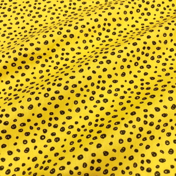 Tecido Tricoline Bolinhas Onça Amarelo (Pantanal)