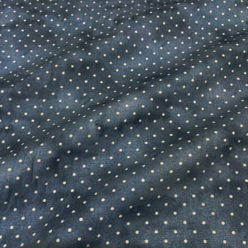 Tecido Tricoline Digital Poa Pequeno Azul Marinho Pascoa Azul
