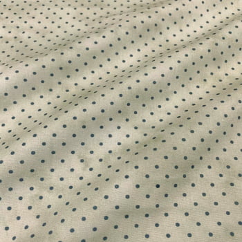 Tecido Tricoline Digital Poa Pequeno Branco Pascoa Azul