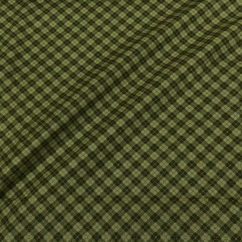 Tecido Tricoline Digital Xadrez Tracejado Verde Coleção Vida no Campo 