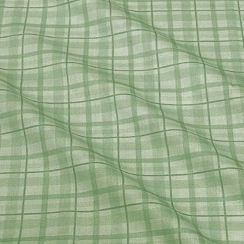 Tecido Tricoline Digital Xadrez Vintage Garden Verde