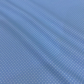 Tecido Tricoline Mini Poa Azul Medio
