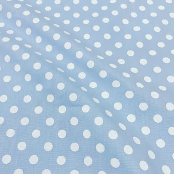 Tecido Tricoline Poa Grande Azul Bebe