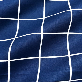 Tecido Tricoline Quadrados Grande Grid Azul 