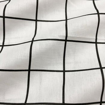 Tecido Tricoline Quadrados Grande Grid Branco
