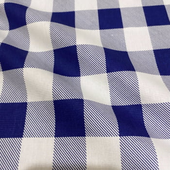 Tecido Tricoline Xadrez Gigante Azul Marinho