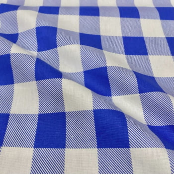 Tecido Tricoline Xadrez Gigante Azul Royal