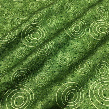 Tecido Tricoline Digital Círculos e Textura Verde(Costurando) 