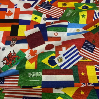 Tecido Tricoline Digital Bandeiras de Países Copa do Mundo Tecido Tricoline Digital Bandeiras de Países Copa do Mundo