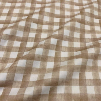 Tecido Tricoline Digital Xadrez Aquarela Bege Escuro Coleção Dupla Fofura