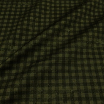 Tecido Tricoline Digital Xadrez Medio Verde Musgo Coleção Barroque