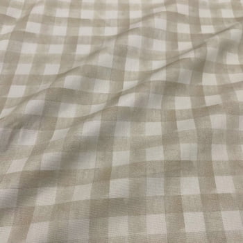 Tecido Tricoline Digital Xadrez Aquarela Bege Claro Coleção Dupla Fofura