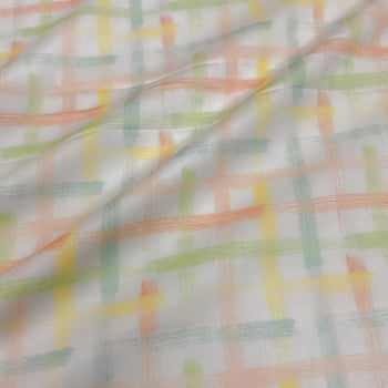 Tecido Tricoline Xadrez Pincelado Colorido Candy