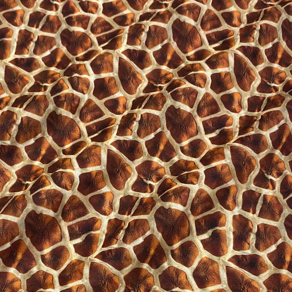 Tecido Tricoline Digital 3D Animal Print Girafa 