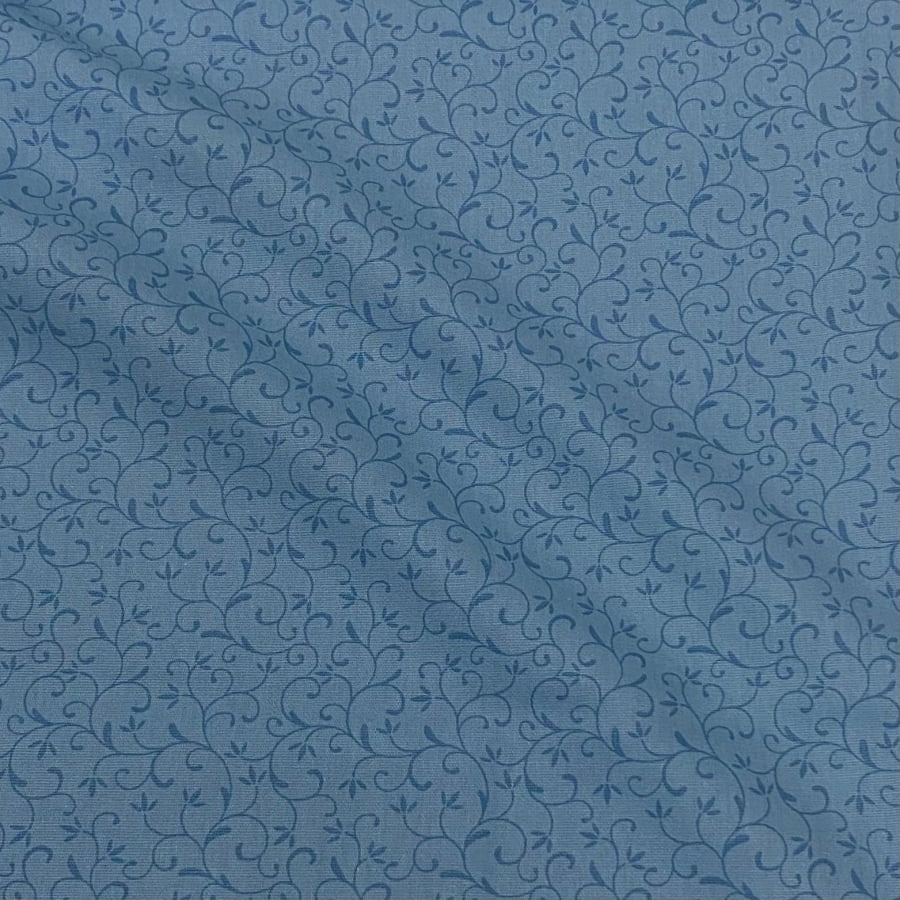 Tecido Tricoline Arabesco Azul Jeans Tom Sobre Tom (Basics & Colors)  