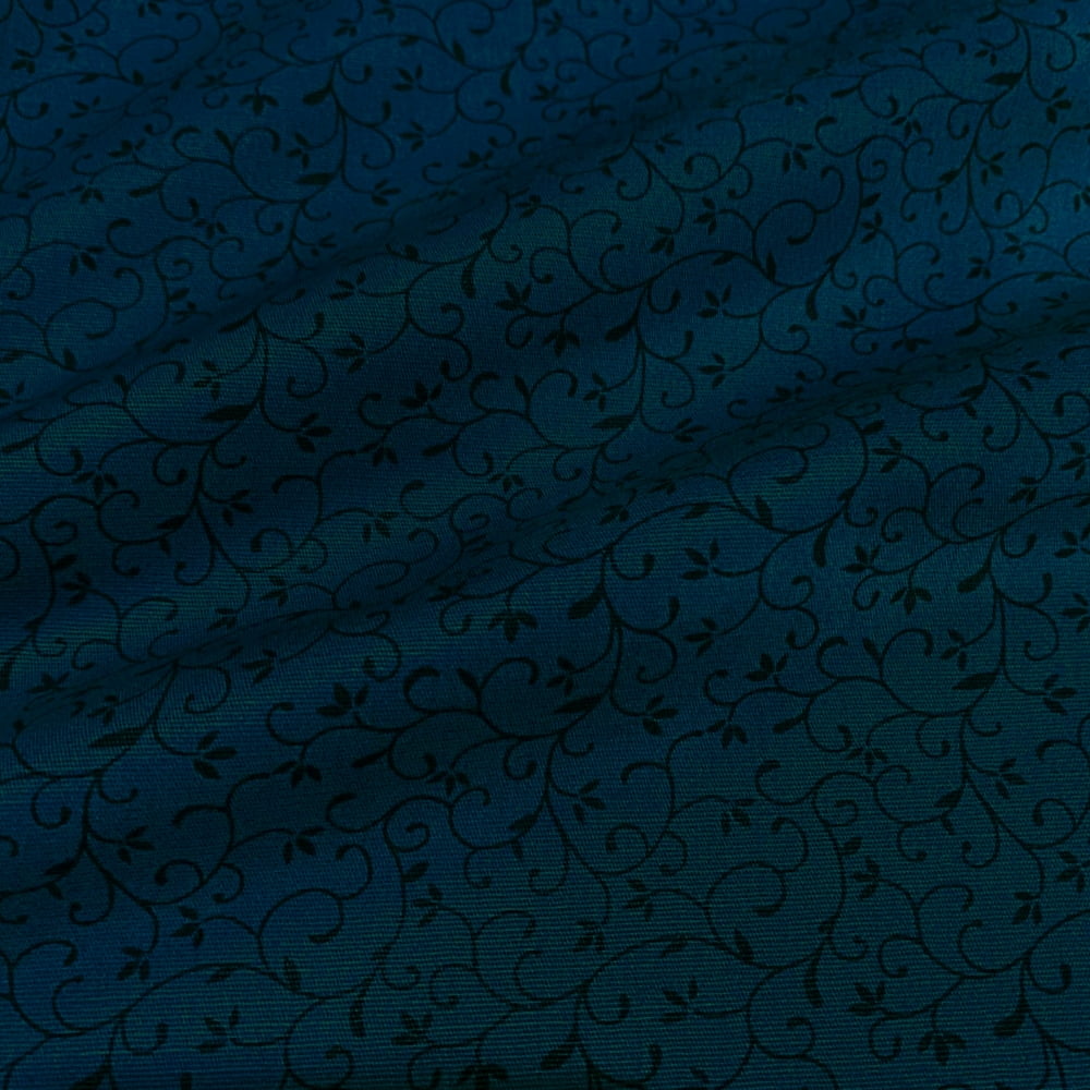 Tecido Tricoline Arabesco Azul Naval Tom Sobre Tom (Basics & Colors)