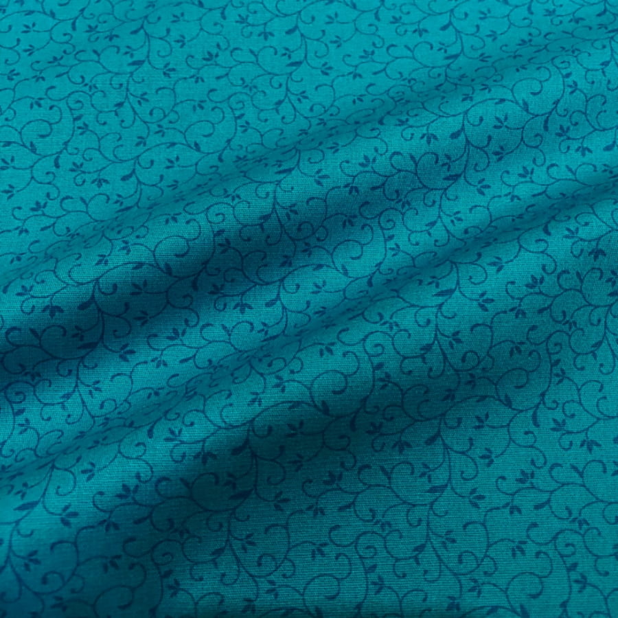 Tecido Tricoline Arabesco Azul Tiffany Tom Sobre Tom (Basics & Colors) 