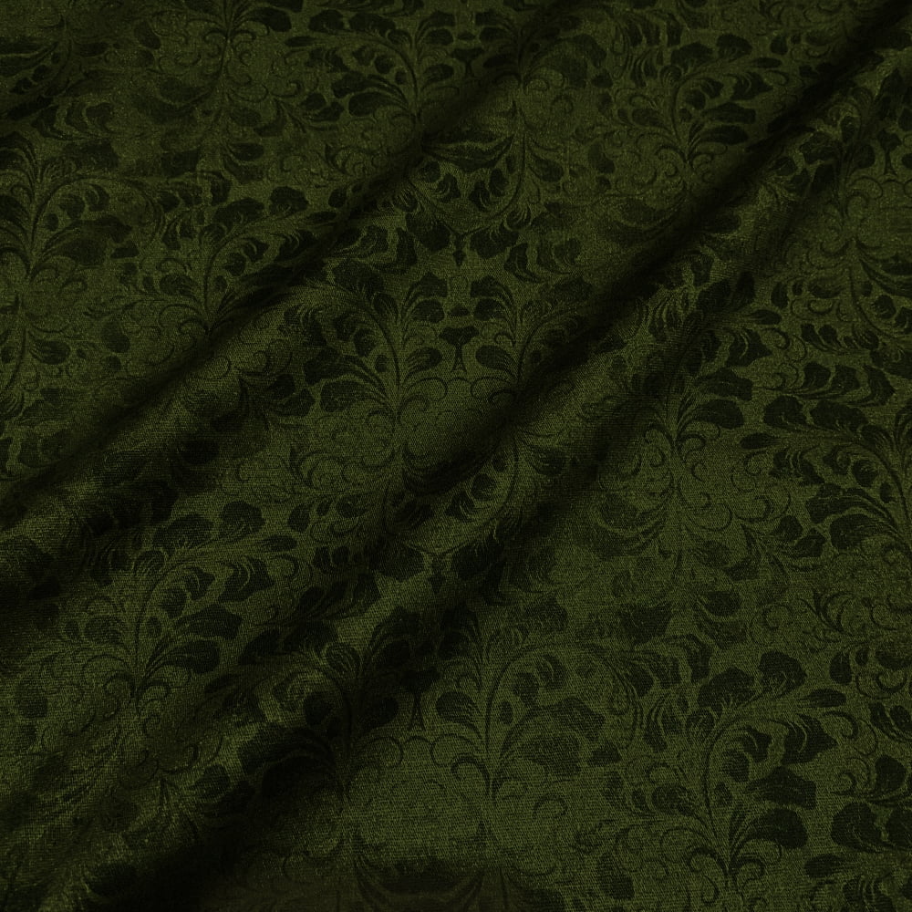 Tecido Tricoline Arabesco e Floreios Verde Musgo Coleção Barroque