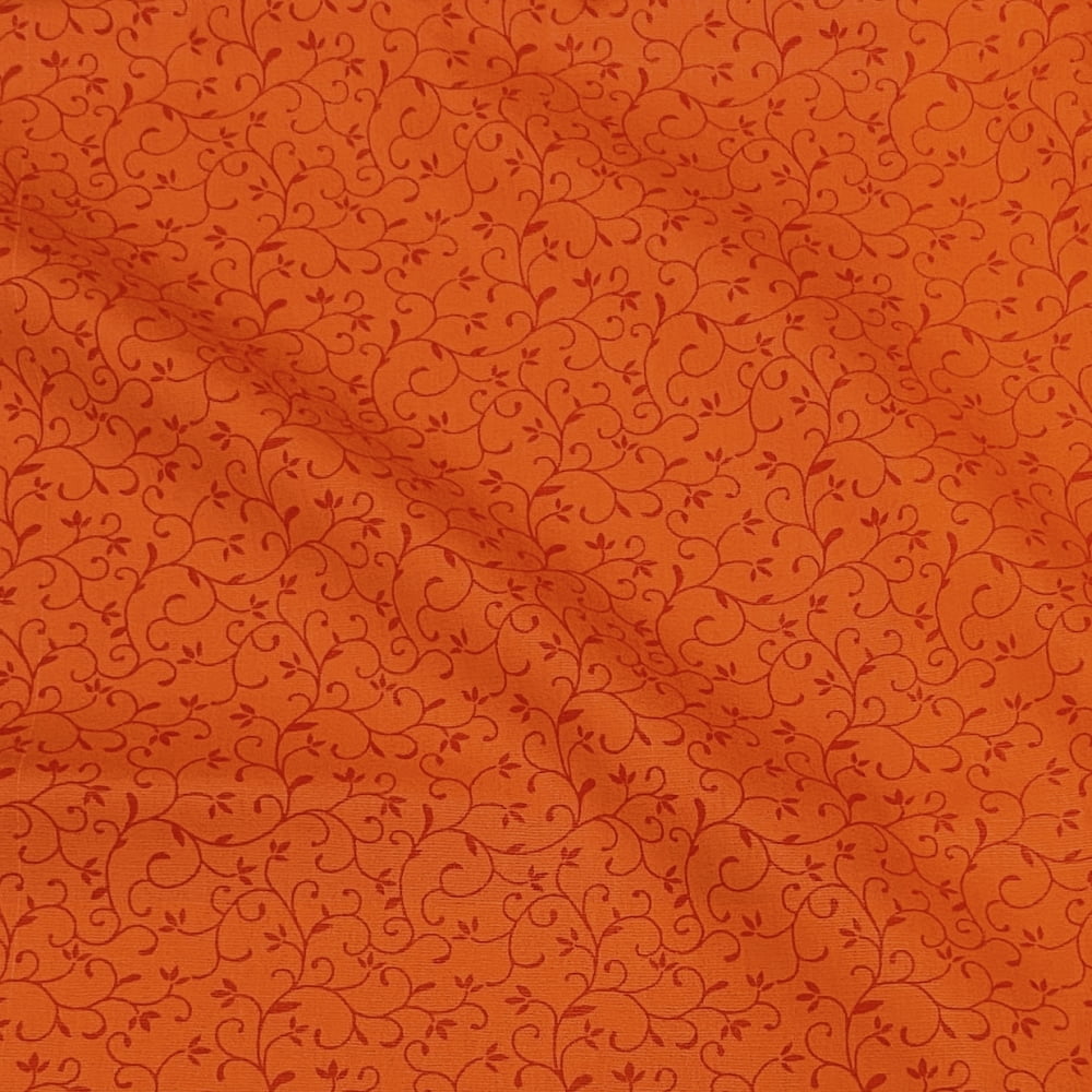 Tecido Tricoline Arabesco Laranja Vivo Tom Sobre Tom (Basics & Colors)