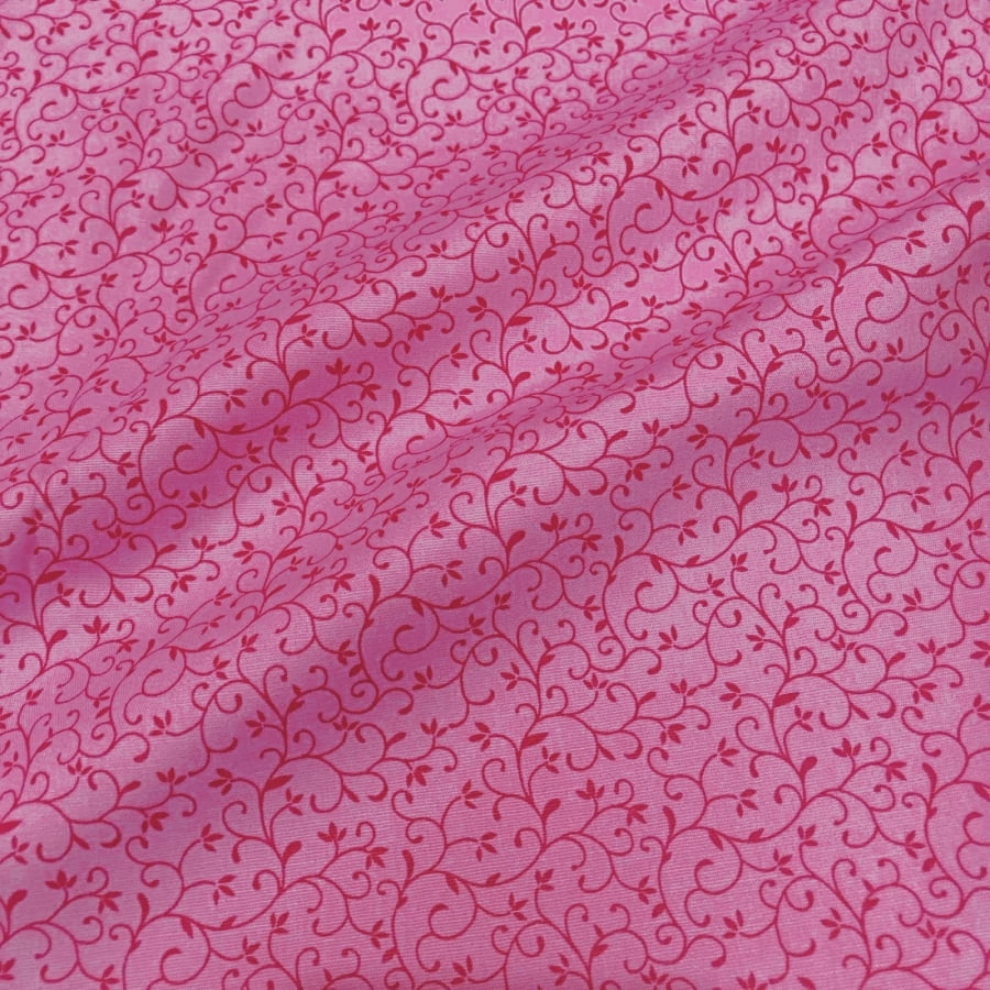 Tecido Tricoline Arabesco Rosa Chiclete Tom Sobre Tom (Basics & Colors)