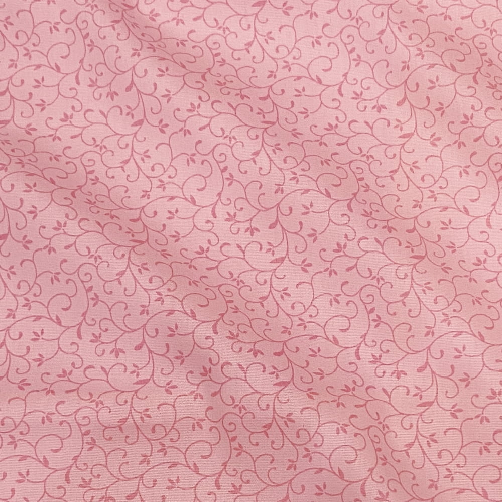 Tecido Tricoline Arabesco Rosa Claro Tom Sobre Tom (Basics & Colors)