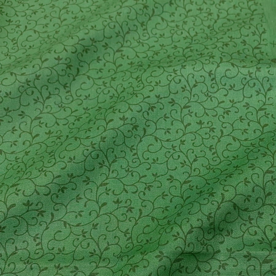 Tecido Tricoline Arabesco Verde Medio Tom Sobre Tom (Basics & Colors)
