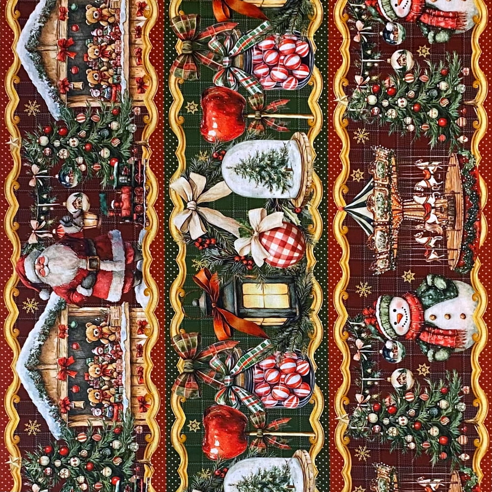 Tecido Tricoline Barrado Digital Artigos e Decorações de Natal